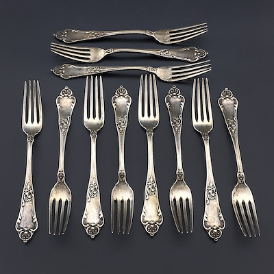 IMPERIAL RUSSIAN SILVER CUTLERY SET-84 Zolotnik assay, Moscow city