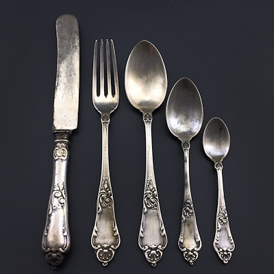 Imperial Silver カトラリーセット 40点 IMPERIAL RUSSIAN SILVER CUTLERY SET-84 Zolotnik assay, Moscow city