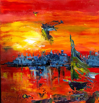 Şeyma Çakılcı imzalı tablo — Yağlı Boya, 30×30 cm, 800 TL müzayede satışı