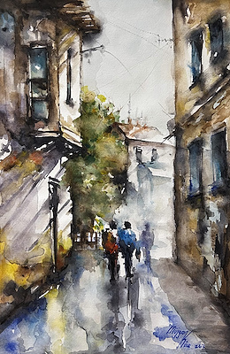 Müjgan Köse imzalı tablo — Sulu Boya, 46×30 cm, 500 TL müzayede satışı