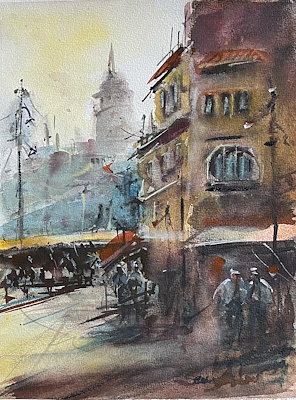 Sevim Asker imzalı tablo — Sulu Boya, 35×26 cm, 850 TL müzayede satışı