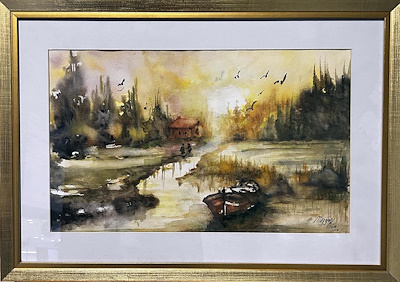 Müjgan Köse imzalı tablo — Sulu Boya, 27×46 cm, 500 TL müzayede satışı