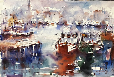 Saim Altuncu imzalı tablo — Sulu Boya, 38×55 cm, 2.750 TL müzayede satışı