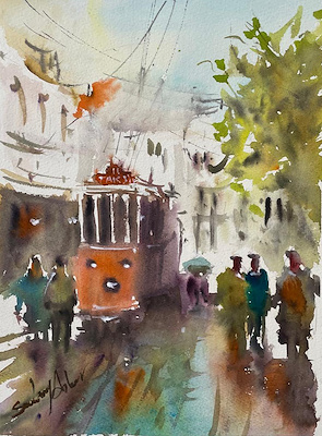 Sevim Asker imzalı tablo — Sulu Boya, 34×24 cm, 1.800 TL müzayede satışı