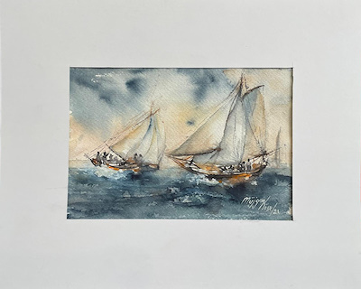 Müjgan Köse imzalı tablo — Sulu Boya, 16×23 cm, 1.000 TL müzayede satışı