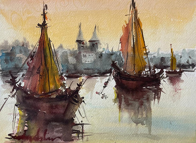 Sevim Asker imzalı tablo — Sulu Boya, 25×35 cm, 1.250 TL müzayede satışı