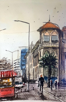 Barış Aydın imzalı tablo — Sulu Boya, 24×16 cm, 750 TL müzayede satışı
