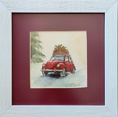 Tuğrul Sakınmaz imzalı tablo — Karışık Teknik, 14×14 cm, 1.000 TL müzayede satışı