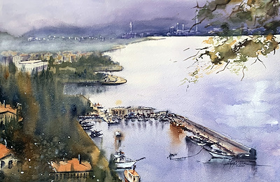 Erdem Öztürk imzalı tablo — Sulu Boya, 32×47 cm, 4.000 TL müzayede satışı