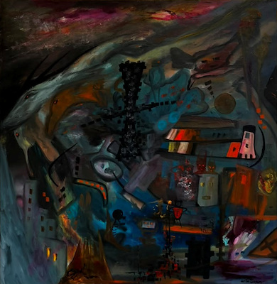 Cengiz Tüzgen imzalı tablo — Karışık Teknik, 100×100 cm, 8.000 TL müzayede satışı