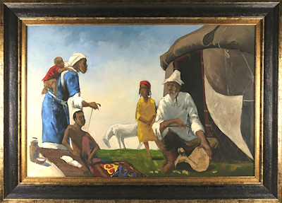 Yurt Önünde Göçebe Aile imzalı tablo — Yağlı Boya, 65×90 cm, 1.013 TL müzayede satışı