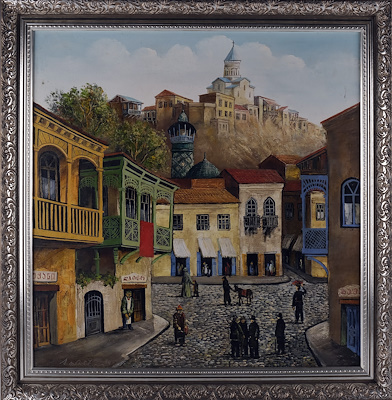 Eski Tiflis'te Günlük Yaşam imzalı tablo — Yağlı Boya, 60×60 cm, 3.915 TL müzayede satışı