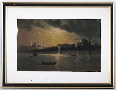 Onnik Azerian imzalı tablo — Pastel Boya, 33×20 cm, 19.654 TL müzayede satışı