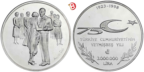 1998 YILI CUMHURİYET VE KADIN DARPHANE HATIRA GÜMÜŞ-SERTİFİKALI