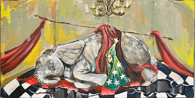 Zülal Yılmaz imzalı tablo — Yağlı Boya, 30×15 cm, 2.000 TL müzayede satışı