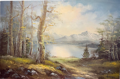 Huruite imzalı tablo — Yağlı Boya, 90×60 cm, 3.000 TL müzayede satışı