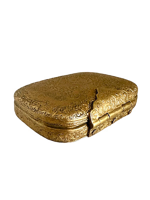 19th century Ottoman Tombak Cigarette Case with monogram-A cigarette case  of 10.5x8cm, completely