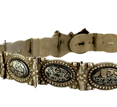 Ottoman Silver Niello Belt-19th century silver, niello  display picture 3