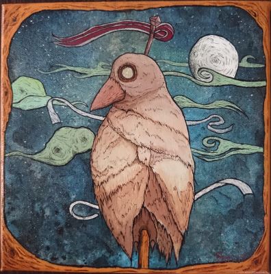 Barış Yalçın imzalı tablo — Karışık Teknik, 25×25 cm, 350 TL müzayede satışı