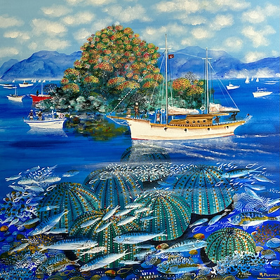 Mustafa Pilevneli imzalı tablo — Yağlı Boya, 100×100 cm, 710.000 TL müzayede satışı