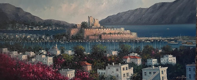 Mehmet Razi Haksever imzalı tablo — Yağlı Boya, 140×60 cm, 7.400 TL müzayede satışı