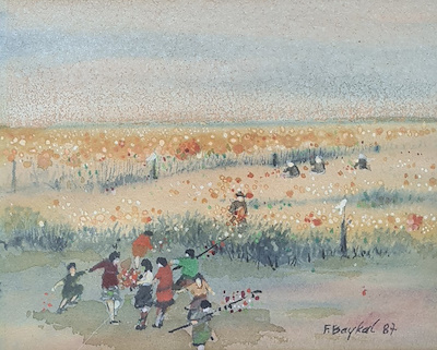 Fahrettin Baykal imzalı tablo — Karışık Teknik, 18×23 cm, 20.000 TL müzayede satışı
