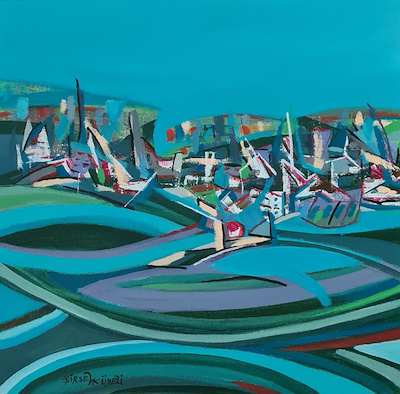 Birsen Küpeli imzalı tablo — Akrilik Boya, 40×40 cm, 1.600 TL müzayede satışı
