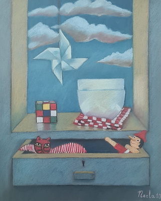 Necla Aktan imzalı tablo — Pastel Boya, 57×46 cm, 27.500 TL müzayede satışı