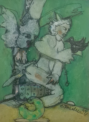 Erhan Hökelek imzalı tablo — Karışık Teknik, 17×12 cm, 1.600 TL müzayede satışı