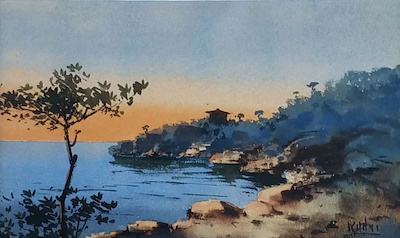 Kadri Aytolon imzalı tablo — Sulu Boya, 17×25 cm, 40.000 TL müzayede satışı