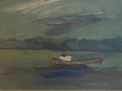 Ünsal Toker imzalı tablo — Yağlı Boya, 13×18 cm, 7.500 TL müzayede satışı