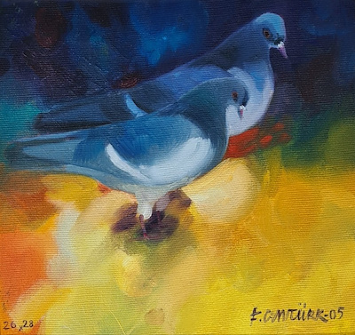 Fikri Cantürk imzalı tablo — Yağlı Boya, 25×27 cm, 19.000 TL müzayede satışı
