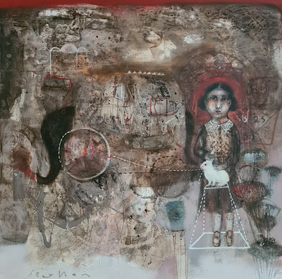 Seyhan İlhan imzalı tablo — Karışık Teknik, 100×100 cm, 35.000 TL müzayede satışı