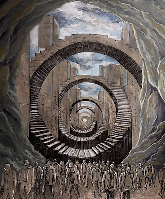 Hamit İzmir imzalı tablo — Karışık Teknik, 110×100 cm, 15.000 TL müzayede satışı