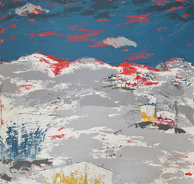 Oben Yılmaz imzalı tablo — Akrilik Boya, 110×110 cm, 20.000 TL müzayede satışı