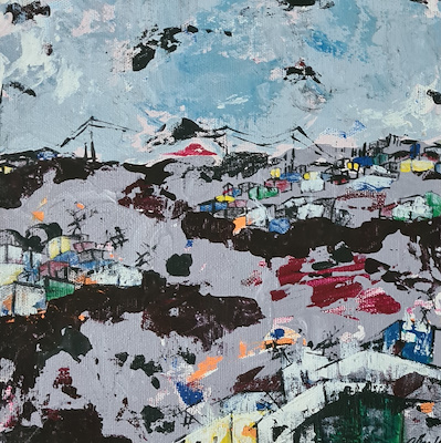 Oben Yılmaz imzalı tablo — Akrilik Boya, 25×25 cm, 5.000 TL müzayede satışı