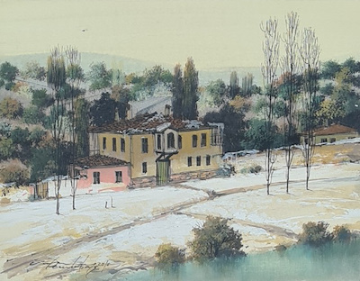 Vahap Demirbaş imzalı tablo — Sulu Boya, 24×31 cm, 45.000 TL müzayede satışı