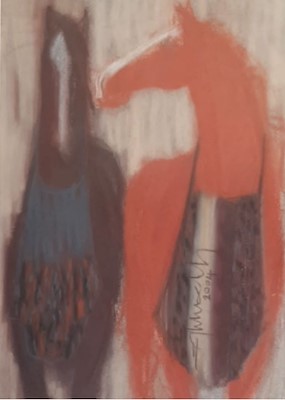 Hüseyin Şahbudak imzalı tablo — Karışık Teknik, 35×25 cm, 900 TL müzayede satışı