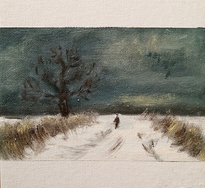 Kısmet Demiraslan imzalı tablo — Yağlı Boya, 11.5×17 cm, 100 TL müzayede satışı