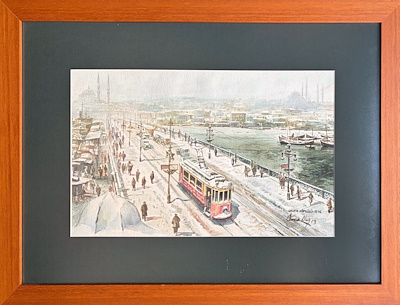 Ömer Muz imzalı tablo — Sulu Boya, 24×40 cm, 7.000 TL müzayede satışı