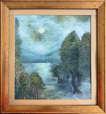 Peyzaj imzalı tablo — Karışık Teknik, 44×40 cm, 1.000 TL müzayede satışı