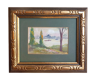 İstanbul Peyzaj imzalı tablo — Akrilik Boya, 24×29 cm, 1.000 TL müzayede satışı