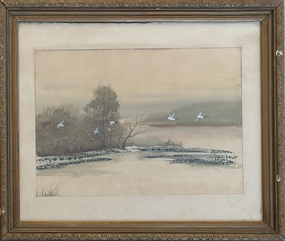 Peti imzalı tablo — Sulu Boya, 26×37 cm, 2.500 TL müzayede satışı