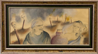 B. S. imzalı tablo — Karışık Teknik, 22×46 cm, 3.000 TL müzayede satışı