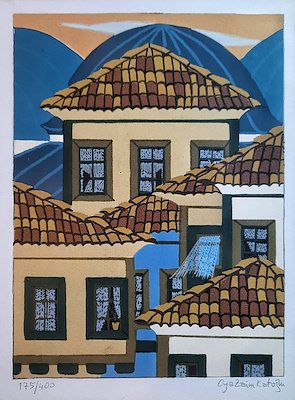 Oya Zaim Katoğlu imzalı tablo — Serigrafi, 50×35 cm, 15.000 TL müzayede satışı