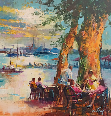 Ahat Vatani imzalı tablo — Akrilik Boya, 30×30 cm, 7.000 TL müzayede satışı