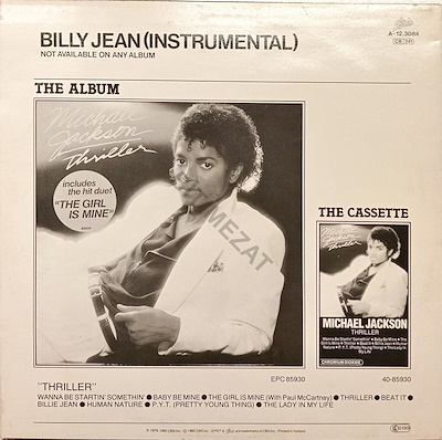 MICHAEL JACKSON/ BILLIE JEAN-K 6 P 7-8 PLAK HER İKİ YÜZDE YÜZEYSEL