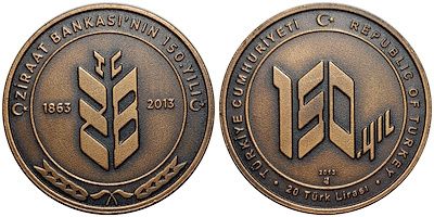 2013 ZİRAAT BANKASI KURULUŞUNUN 150. YILI DARPHANE HATIRA BRONZ