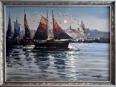 MUSTAFA ELDENİZ-68X48 CM TUVAL ÜZERİ YAĞLI BOYA ÇERÇEVELİ İMZALI
