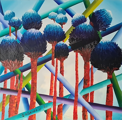 Şule Ağayar imzalı tablo — Yağlı Boya, 100×100 cm, 7.500 TL müzayede satışı